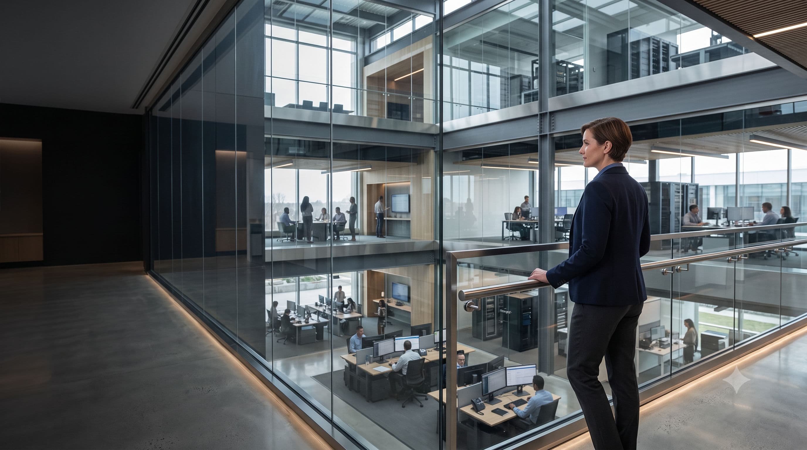 Enterprise professionals collaborating in a modern workforce environment